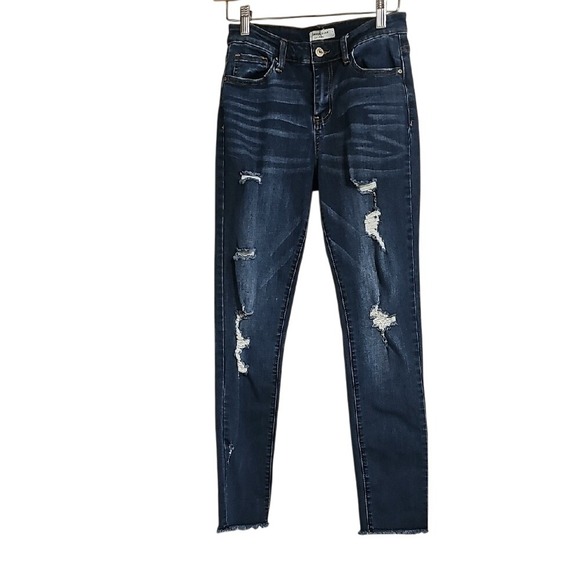 Skinny Jeans Hammer Dark Denim Distressed Skinny Jeans Pants Size 7 EUC - Picture 1 of 8